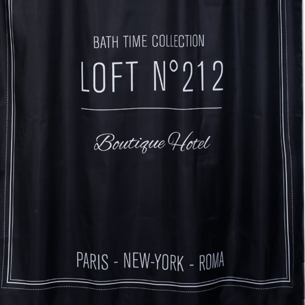 TENDANCE BATH CURTAIN 180X200 CM, POLYESTER, BLACK, NEO RETRO - Image 2