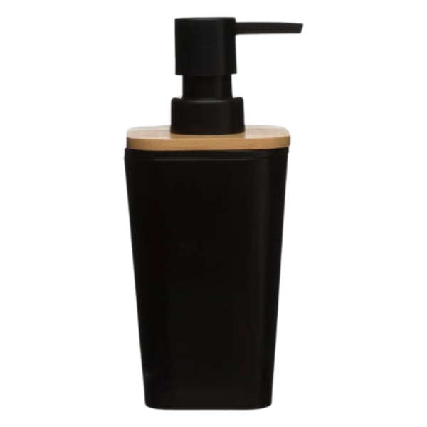 FIVE NATUREO SOAP DISPENSER, 17.5X7.5X7.3 CM, POLYSTYRENE/BAMBOU, BLACK - Image 2