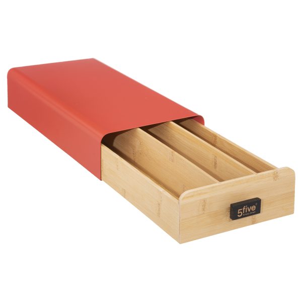 FIVE CAPSULE HOLDER MODERN 17.8X38X7.3CM METAL BAMBOO RED - Image 2