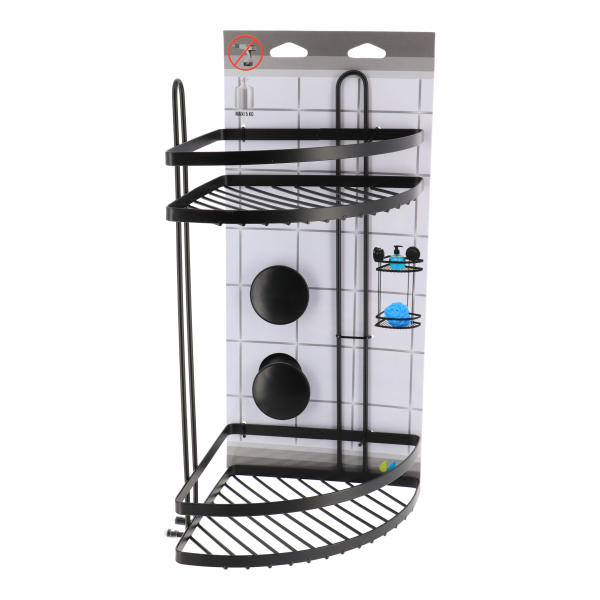 TENDANCE DOUBLE CORNER SHOWER BASKET, VACUUM, BLACK - Image 3