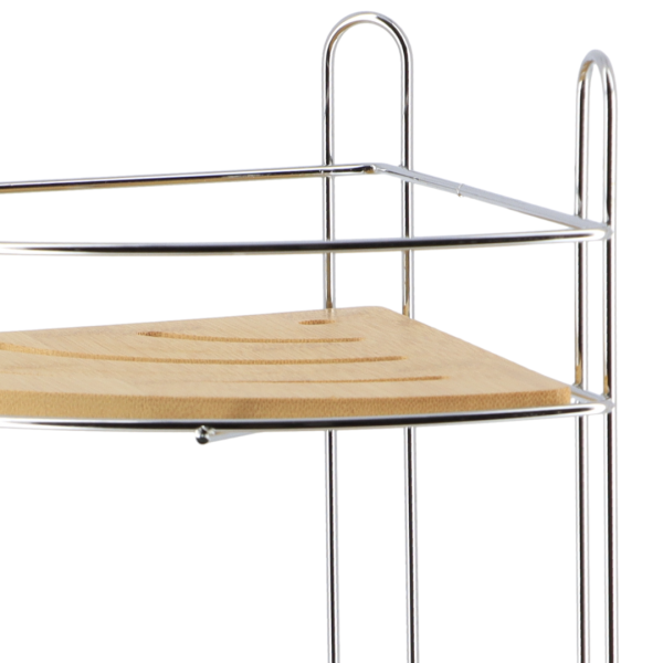 TENDANCE DOUBLE CORNER SHELF MDF BAMBOO, CHROME - Image 3