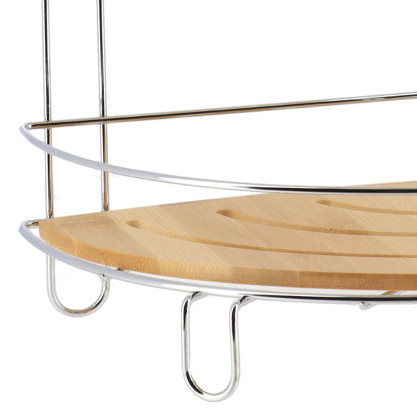 TENDANCE DOUBLE CORNER SHELF MDF BAMBOO, CHROME - Image 2