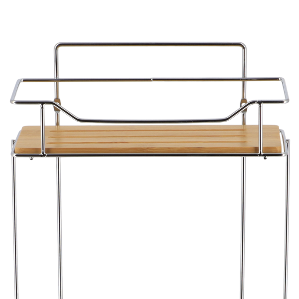 TENDANCE TRIPLE SHELF, RECTANGULAR, METAL, BAMBOO/STAINLESS STEEL - Image 2