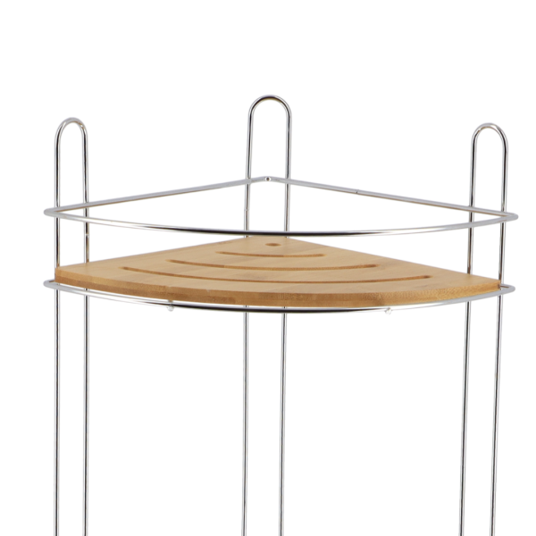 TENDANCE TRIPLE CORNER SHELF MDF BAMBOO, CHROME - Image 2