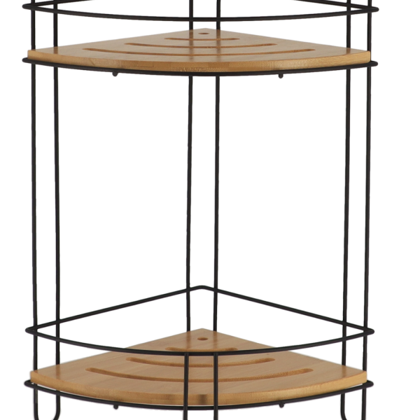 TENDANCE SHELF TRIPLE CORNER, METAL, BAMBOO/BLACK - Image 2