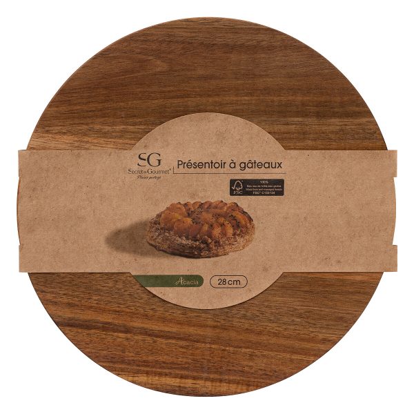 SG CAKE STAND 28X9CM WOOD BROWN - Image 4