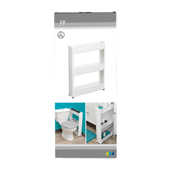 TENDANCE TRIPLE SHELF ON WHEELS PP, 12x54x72 cm, WHITE - Image 2