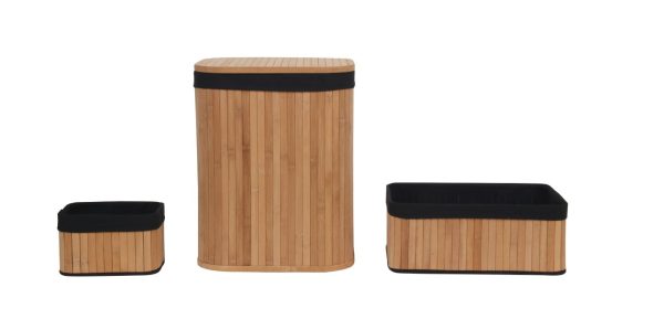 TENDANCE BASKET SET 6/1, BAMBOO WITH TEXTILE INSERTION, BLACK - Image 2