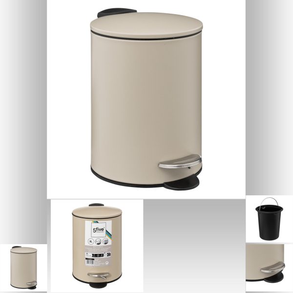 FIVE GARBAGE BIN 3L 17X20X24CM METAL BEIGE - Image 6