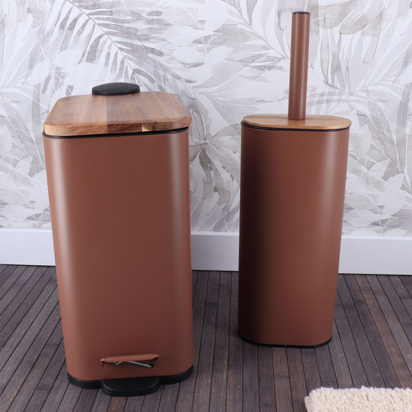 TENDANCE TOILET BRUSH SILICONE OVAL METAL/ACACIA, BROWN - Image 3