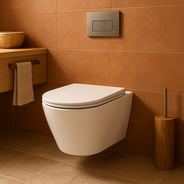INTER CERAMIC TOILET SET HANGING TOILET WITHOUT EDGE, WALL DRAIN WITH SOFT CLOSE/QUICK RELEASE TOILET SEAT 37X37X48CM PORCELAIN/DUROPLAST WHITE 2/1 - Image 3