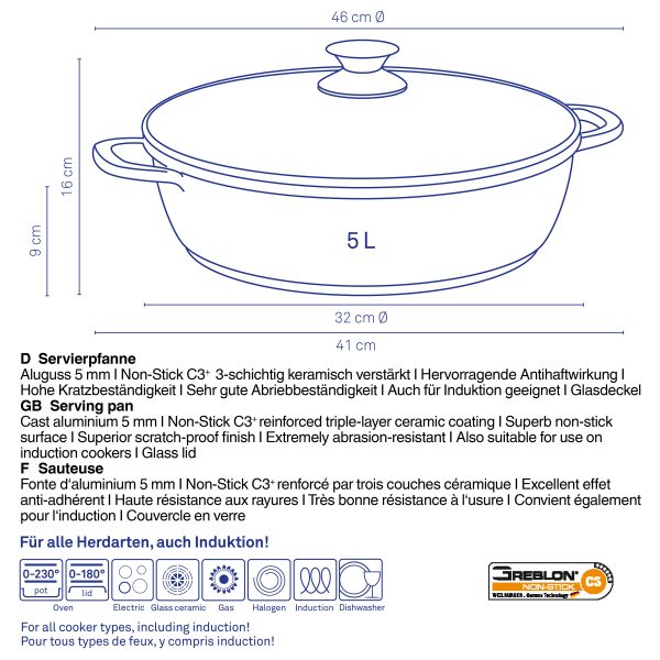 KELA LONAC S POKLOPCEM KERROS, 5l LIJEVANI ALUMINIJ CRNA - Image 3