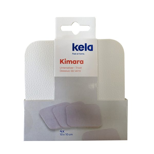 KELA SET OF KIMARA COASTERS, 10x10x0.2cm WHITE PU LEATHER 4/1 - Image 5