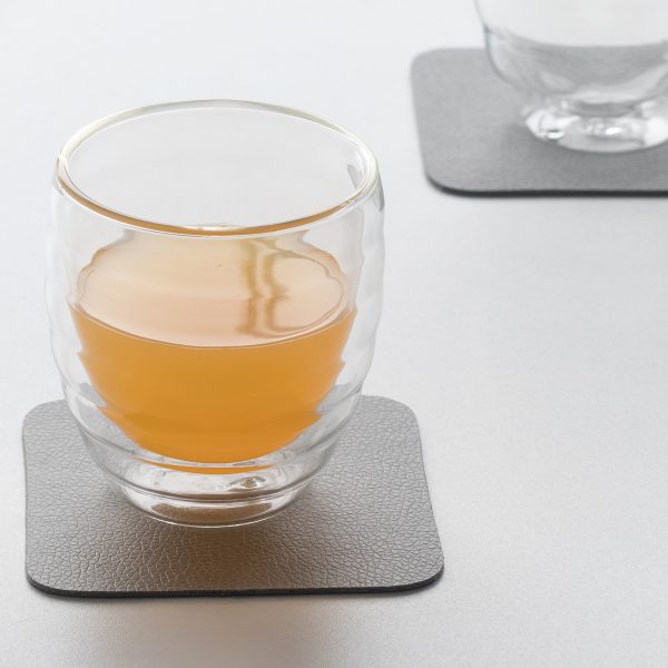 KELA SET OF COASTERS FOR KIMARA GLASSES, 10x10x0.2cm PU-LEATHER GRAY 4/1 - Image 4