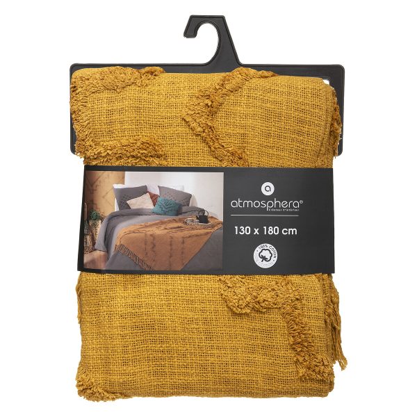 ATMOSPHERA BED COVER INCA 180X130CM COTTON Ocher - Image 5