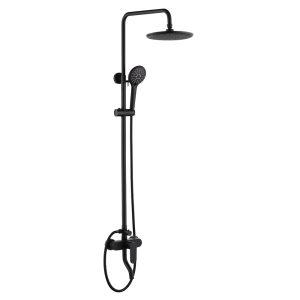 INTER CERAMIC SHOWER SYSTEM WITH BOTTOM SPOUT TORINO WITH 1-FUNCTION SHOWER ROSE AND 5-FUNCTION SHOWER WAND STAINLESS STEEL SS304 MATT BLACK