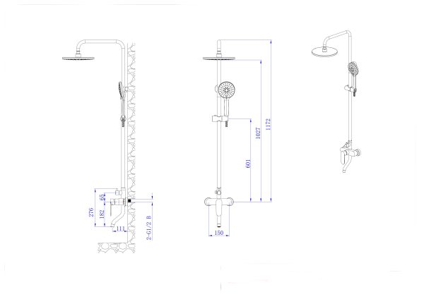 INTER CERAMIC TUŠ SUSTAV S DONJIM IZLJEVOM TUŠ RUŽOM S 1 FUNKCIJOM I TUŠ PALICOM S 5 FUNKCIJA NEHRĐAJUĆI ČELIK SS304 GUN GREY - Image 3