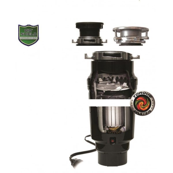 INTER CERAMIC WASTE CRUSHER FOR ROUND SIPHONS 370W BLACK ABS/STAINLESS STEEL - Image 3