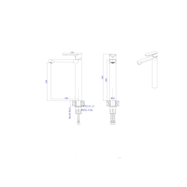 INTER CERAMIC VISOKA SLAVINA ZA UMIVAONIK TORINO SS304 MAT CRNA