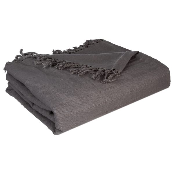 ATMOSPHERA BLANKET TEAL 250X230CM COTTON GREY - Image 2