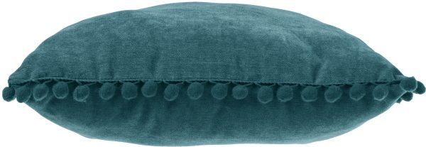 ATMOSPHERA DECORATIVE PILLOW WITH POMPOMS 40X40CM POLYESTER/POLYAMIDE BLUE-GREEN - Image 4