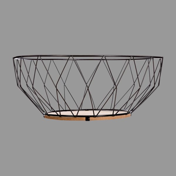 FIVE FRUIT BASKET DIAMOND 28X11.5CM METAL MDF BLACK