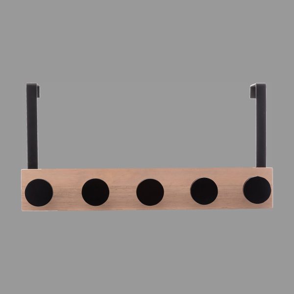 FIVE DOOR HANGER WITH 5 HOOKS 50X11.5X24CM MDF METAL BLACK