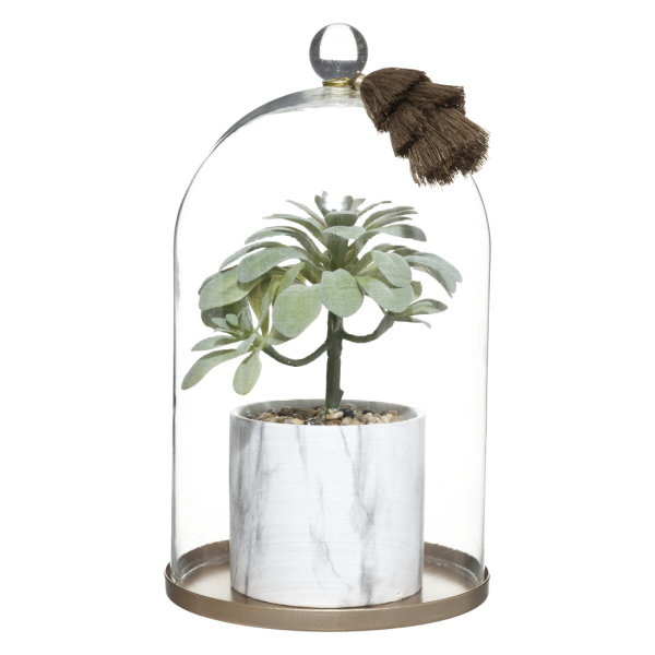 ATMOSPHERA ARTIFICIAL PLANT WITH JAR UNDER GLASS BELL 25CM MULTICOLOR - Image 5