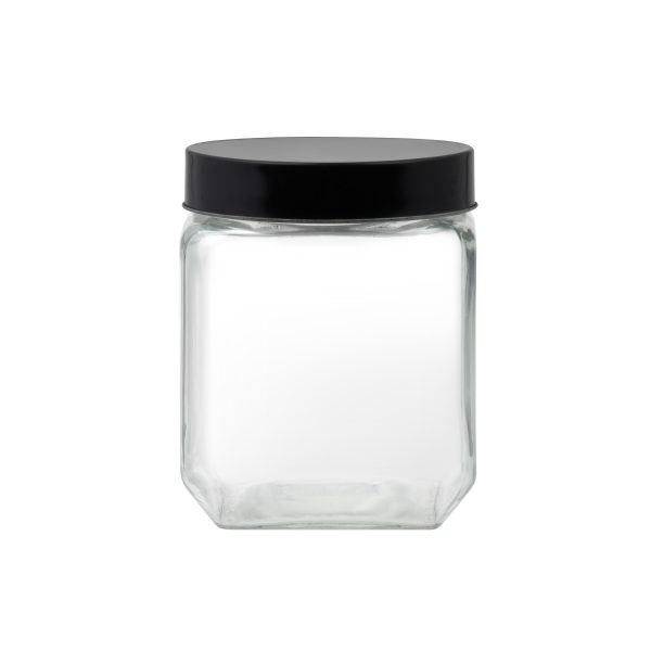 DOMOTTI CAN WITH MILOS LID, 1.3L GLASS TRANSPARENT/BLACK