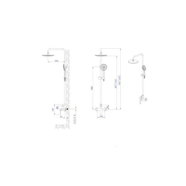 INTER CERAMIC SHOWER SYSTEM WITH SHOWER LIST WITH 1 FUNCTION AND SHOWER BAT WITH 5 FUNCTIONS STAINLESS STEEL SS304 CHROMED