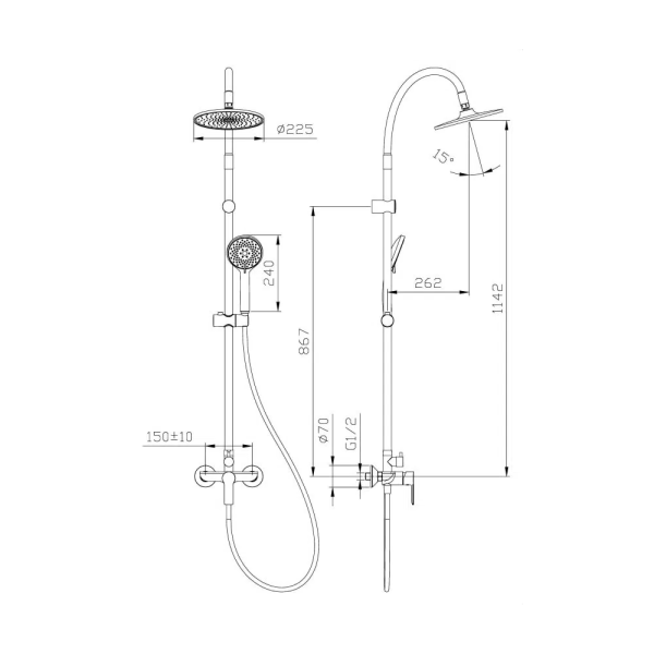 INTER CERAMIC SHOWER SYSTEM ALISADO WITH 1-FUNCTION SHOWER HANDLE AND 3-FUNCTION SHOWER WAND SILICONE/BRASS/SS201 MATT BLACK - Image 4