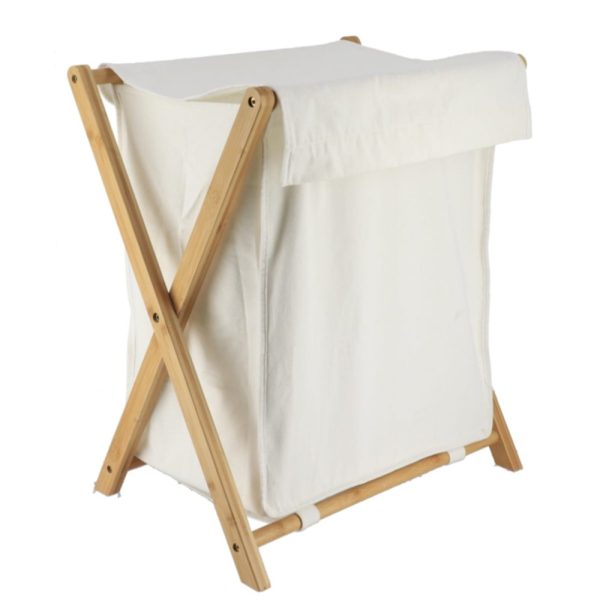 TENDANCE FOLDABLE LAUNDRY BASKET, 54L 35X46X35CM BAMBOO/COTTON BEIGE