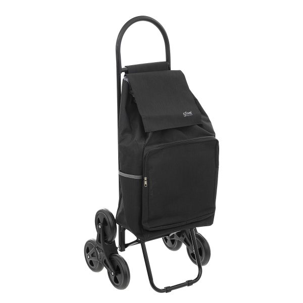 FIVE SHOPPING TROLLEY WITH 6 WHEELS BLACK