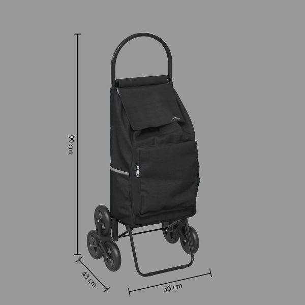 FIVE SHOPPING TROLLEY WITH 6 WHEELS BLACK - Image 8