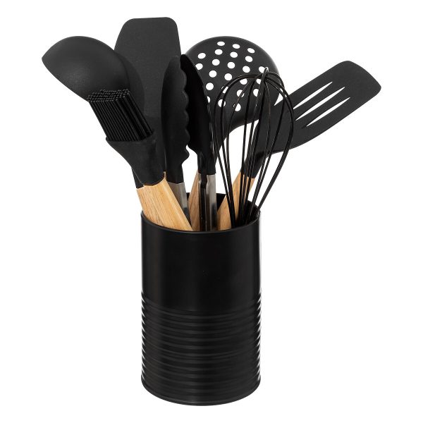 FIVE KITCHEN CUTLERY SET, PBT/RUBBER/SS/SILICONE/STEEL BLACK 8/1