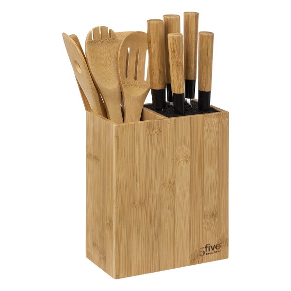 FIVE 5-KNIVES STAND 17.5X10X35CM STEEL/BAMBOO/POLYPROPYLENE BEIGE