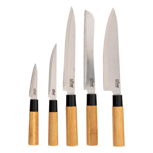 FIVE 5-KNIVES STAND 17.5X10X35CM STEEL/BAMBOO/POLYPROPYLENE BEIGE - Image 4