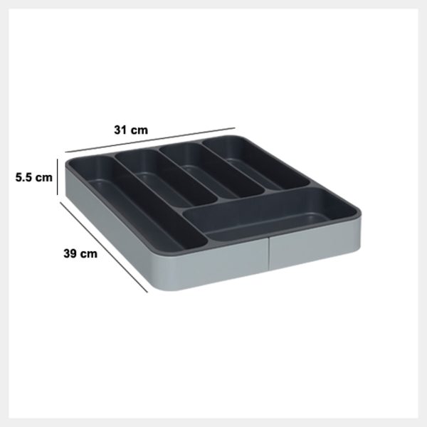 FIVE CUTLERY ORGANIZER, 39X5.5X31CM POLYPROPYLENE/TPE/TPR GREY - Image 5