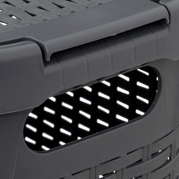 FIVE LAUNDRY BASKET WITH LID SLIM, 40L PP DARK GRAY - Image 3