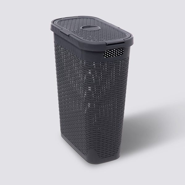 FIVE KOŠARA ZA RUBLJE S POKLOPCEM SLIM, 40L PP TAMNOSIVA - Image 5