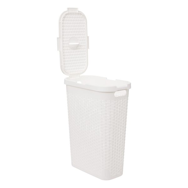 FIVE LAUNDRY BASKET WITH LID SLIM, 40L PP WHITE - Image 2