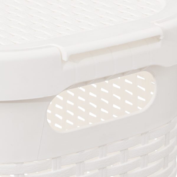 FIVE LAUNDRY BASKET WITH LID SLIM, 40L PP WHITE - Image 3