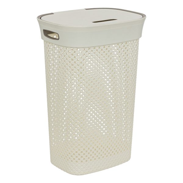 FIVE LAUNDRY BASKET PURL, 60L POLYPROPYLENE WHITE