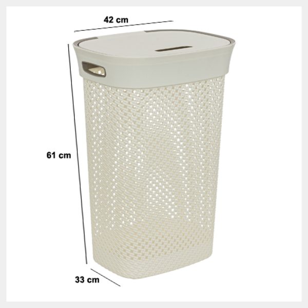 FIVE LAUNDRY BASKET PURL, 60L POLYPROPYLENE WHITE - Image 4