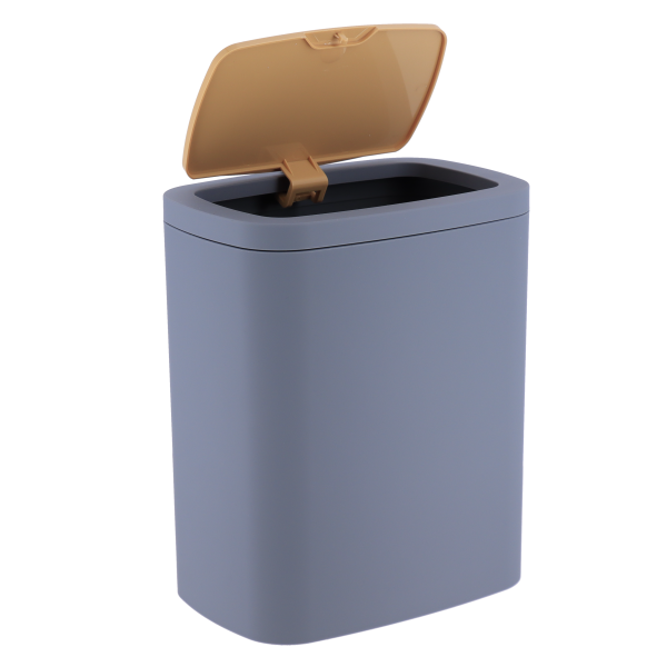 TENDANCE TRASH BINS 5L ABS/RUBBER + PVC BAMBOO EFFECT, GREY - Image 2