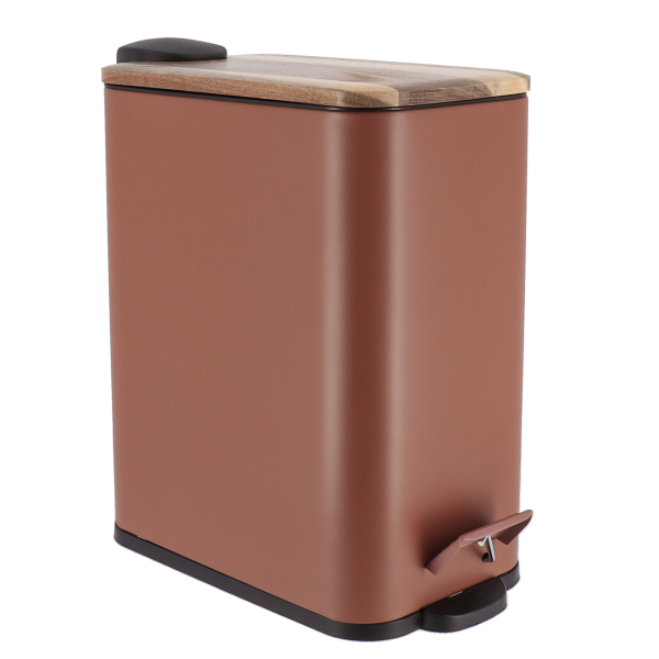 TENDANCE PEDAL WASTE BIN 3L SOFT CLOSE METAL/ACACIA, BROWN