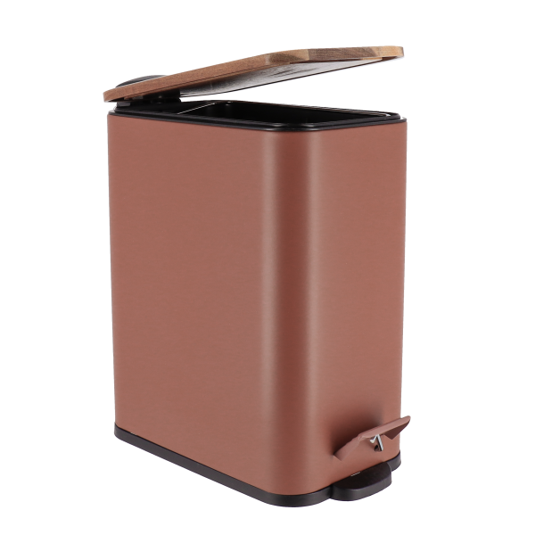 TENDANCE PEDAL WASTE BIN 3L SOFT CLOSE METAL/ACACIA, BROWN - Image 3