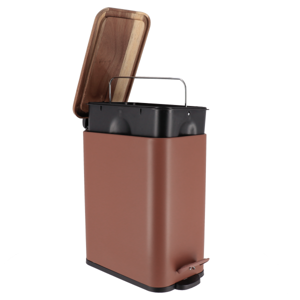 TENDANCE PEDAL WASTE BIN 3L SOFT CLOSE METAL/ACACIA, BROWN - Image 4