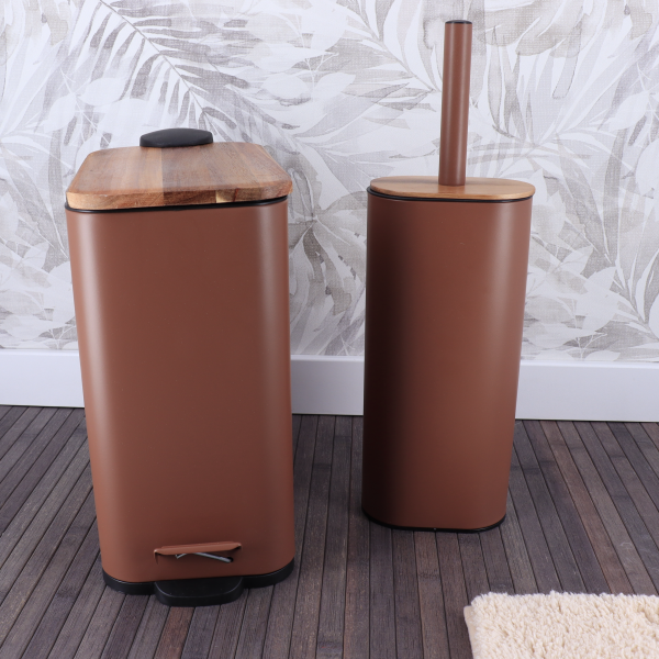 TENDANCE PEDAL WASTE BIN 3L SOFT CLOSE METAL/ACACIA, BROWN - Image 6