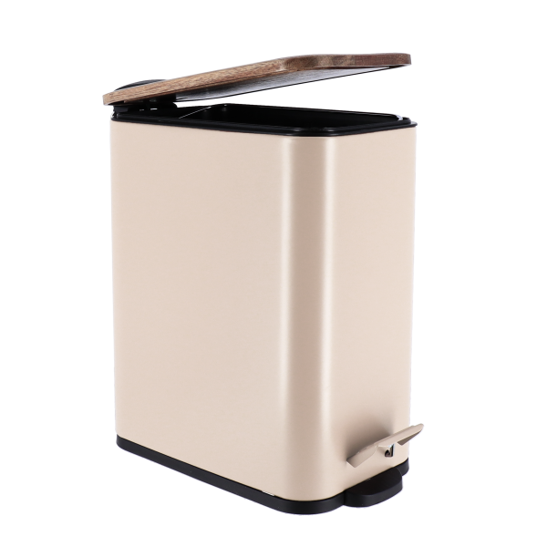 TENDANCE PEDAL TRASH BIN 3L SOFT CLOSE METAL/ACACIA, BEIGE - Image 3